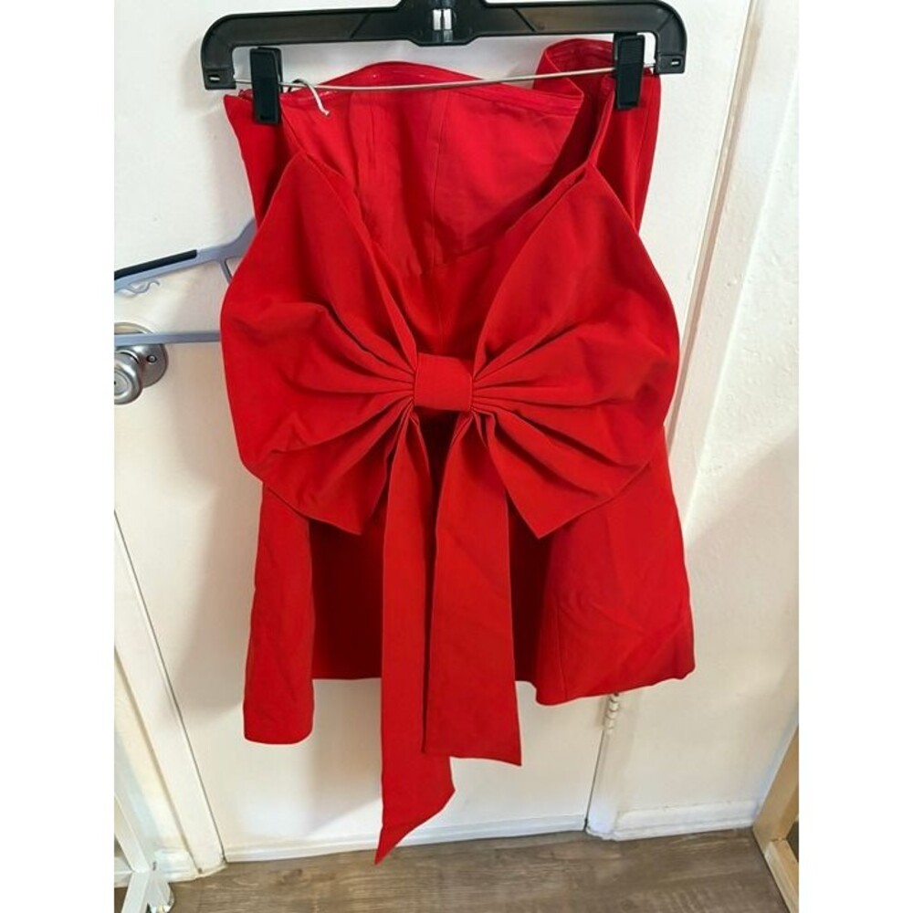 FINESSE "McKay" Red Strapless Bow Mini Dress